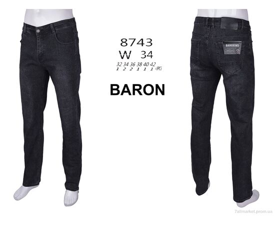 Джинси чоловічі Весна/осінь 8743 (8 шт. р.сітка32-42) "Baron" недорого оптом від прямого постачальника, зображення 4