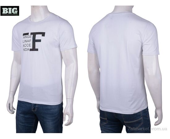 Футболка чоловіча Літо 6016 white (5 шт. р.сіткаM-3XL) "BIG" недорого оптом від прямого постачальника, зображення 3