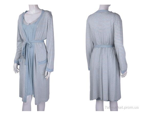 Халат жіночий Весна/осінь 16097 l.blue (3 шт. р.сіткаM-XL) "Textile" недорого оптом від прямого постачальника, зображення 4