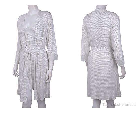 Халат жіночий Весна/осінь 16145 white (3 шт. р.сіткаS-L) "Textile" недорого оптом від прямого постачальника, зображення 4