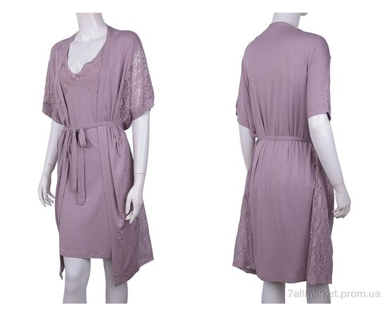 Халат жіночий Весна/осінь 16112B d.pink (3 шт. р.сітка2XL-4XL) "Textile" недорого оптом від прямого постачальника, зображення 4
