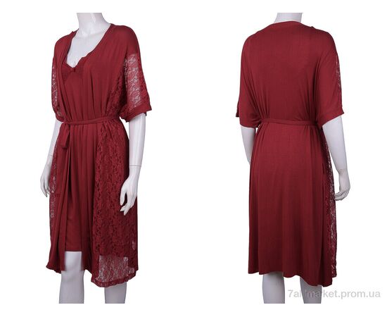 Халат жіночий Весна/осінь 16112B red (3 шт. р.сітка2XL-4XL) "Textile" недорого оптом від прямого постачальника, зображення 4