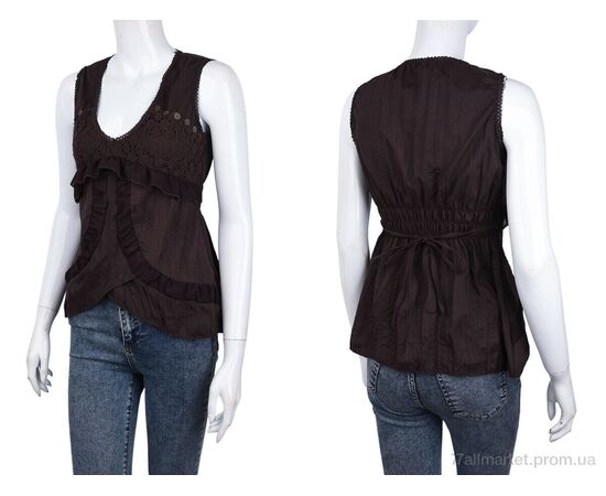 Фотография Женская блузка Лето 511 (08884) brown (3 шт. р.сетка S-L) "Obuvok" недорого оптом от прямого поставщика, изображение 3