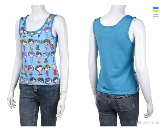 Майка жіноча Літо NMA4005-1 blue (3 шт. р.сіткаS-L) "Textile" недорого оптом від прямого постачальника, зображення 3