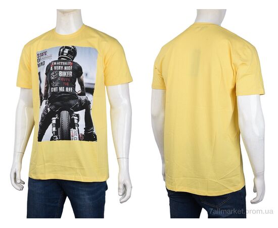 Фотография Футболка мужская Лето 3707-0091-5 yellow (4 шт. р.сетка M-2XL) "Мир" недорого оптом от прямого поставщика, изображение 3