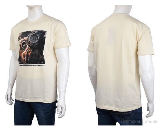 Футболка чоловіча Літо 3707-113-9 beige (4 шт. р.сіткаM-2XL) "Мир" недорого оптом від прямого постачальника, зображення 3