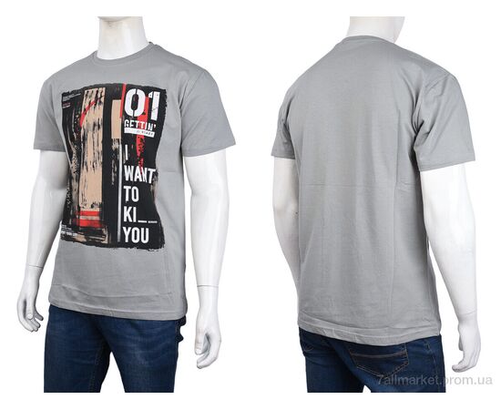 Футболка чоловіча Літо 3707-110-6 grey (4 шт. р.сіткаM-2XL) "Мир" недорого оптом від прямого постачальника, зображення 3