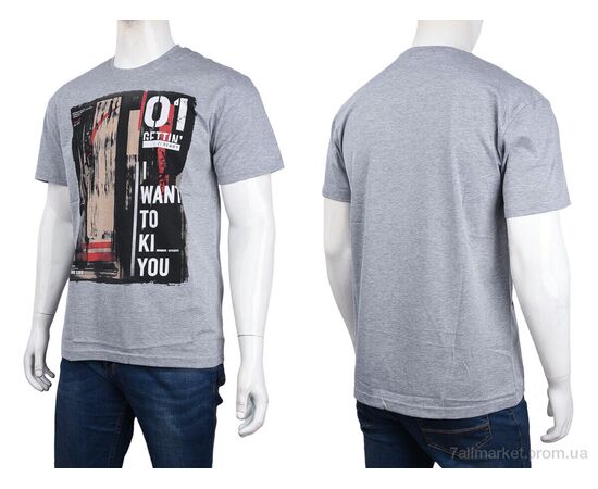 Футболка чоловіча Літо 3707-110-7 grey (4 шт. р.сіткаM-2XL) "Мир" недорого оптом від прямого постачальника, зображення 3