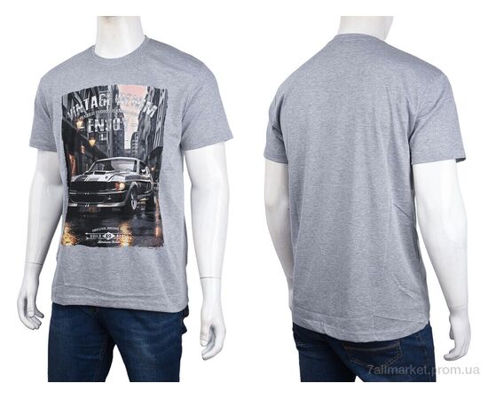 Футболка чоловіча Літо 3707-104-4 grey (4 шт. р.сіткаM-2XL) "Мир" недорого оптом від прямого постачальника, зображення 3