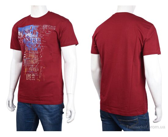 Фотография Футболка мужская Лето 3707-0057-2 bordo (4 шт. р.сетка M-2XL) "Мир" недорого оптом от прямого поставщика, изображение 3
