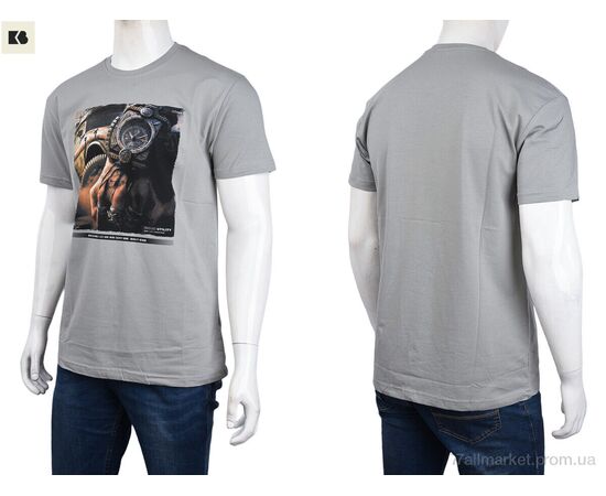 Футболка чоловіча Літо 3707-113-5 grey (4 шт. р.сіткаM-2XL) "BIG" недорого оптом від прямого постачальника, зображення 3