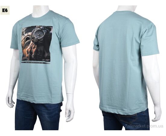 Футболка чоловіча Літо 3707-113-7 green (4 шт. р.сіткаM-2XL) "BIG" недорого оптом від прямого постачальника, зображення 3