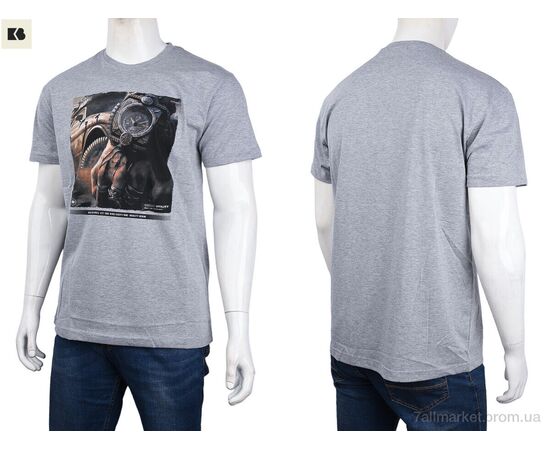 Футболка чоловіча Літо 3707-113-8 grey (4 шт. р.сіткаM-2XL) "BIG" недорого оптом від прямого постачальника, зображення 3