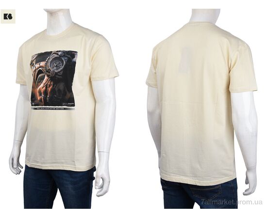 Футболка чоловіча Літо 3707-113-9 beige (4 шт. р.сіткаM-2XL) "BIG" недорого оптом від прямого постачальника, зображення 3