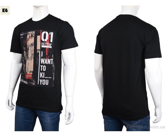 Футболка чоловіча Літо 3707-110-1 black (4 шт. р.сіткаM-2XL) "BIG" недорого оптом від прямого постачальника, зображення 3
