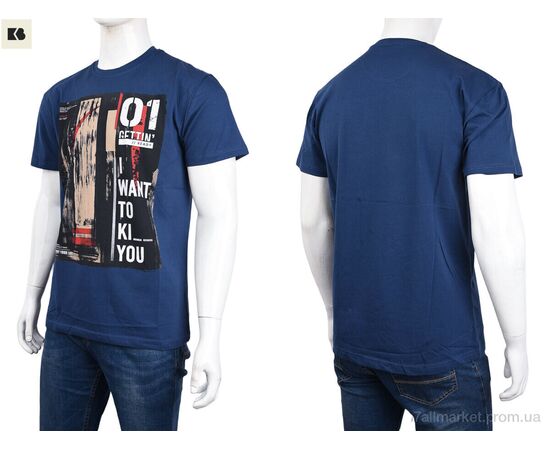 Футболка чоловіча Літо 3707-110-3 blue (4 шт. р.сіткаM-2XL) "BIG" недорого оптом від прямого постачальника, зображення 3