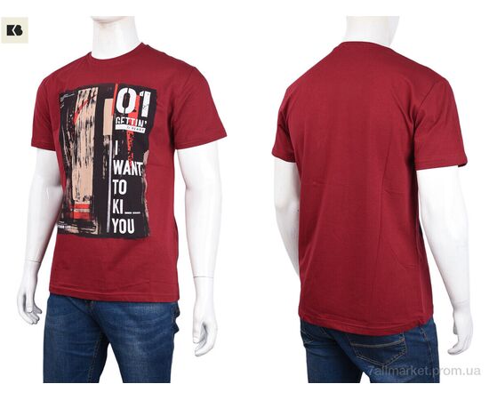 Футболка чоловіча Літо 3707-110-4 bordo (4 шт. р.сіткаM-2XL) "BIG" недорого оптом від прямого постачальника, зображення 3