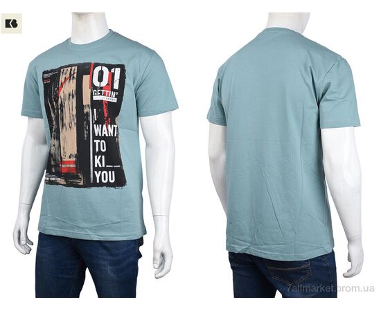 Футболка чоловіча Літо 3707-110-5 green (4 шт. р.сіткаM-2XL) "BIG" недорого оптом від прямого постачальника, зображення 3