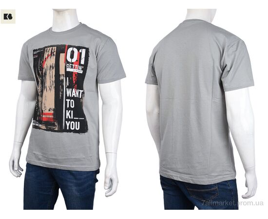 Футболка чоловіча Літо 3707-110-6 grey (4 шт. р.сіткаM-2XL) "BIG" недорого оптом від прямого постачальника, зображення 3
