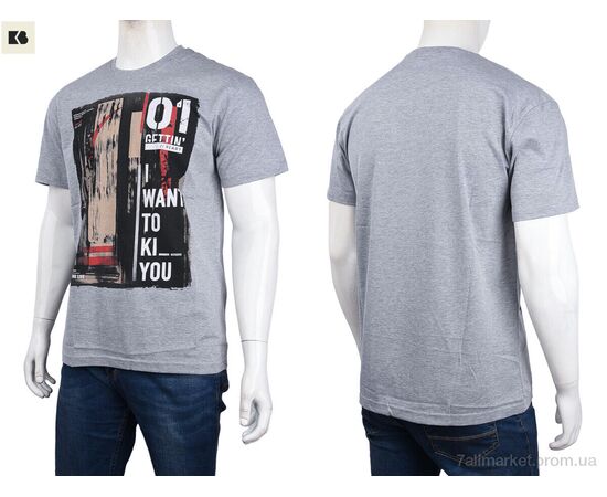 Футболка чоловіча Літо 3707-110-7 grey (4 шт. р.сіткаM-2XL) "BIG" недорого оптом від прямого постачальника, зображення 3