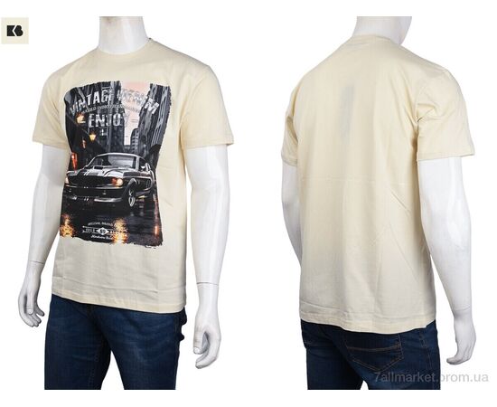 Футболка чоловіча Літо 3707-104-5 beige (4 шт. р.сіткаM-2XL) "BIG" недорого оптом від прямого постачальника, зображення 3