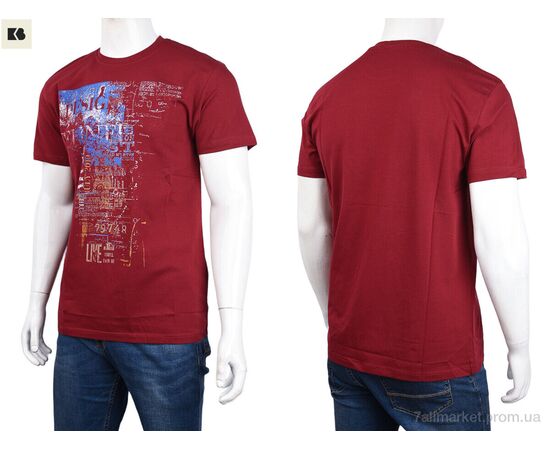 Футболка чоловіча Літо 3707-0057-2 bordo (4 шт. р.сіткаM-2XL) "BIG" недорого оптом від прямого постачальника, зображення 3