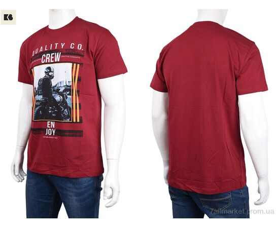 Футболка чоловіча Літо 3707-0095-2 bordo (4 шт. р.сіткаM-2XL) "BIG" недорого оптом від прямого постачальника, зображення 3