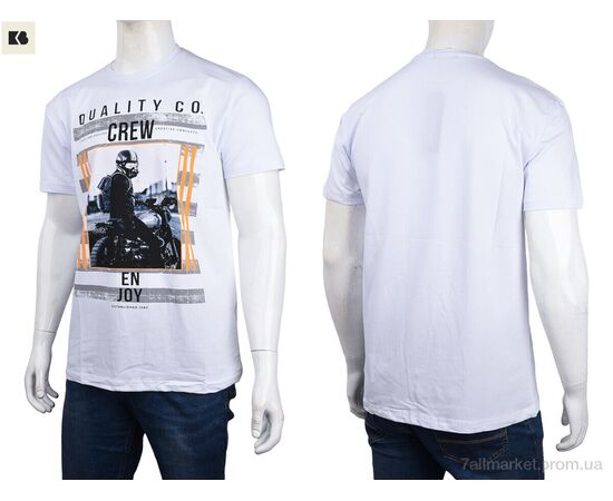 Футболка чоловіча Літо 3707-0095-4 white (4 шт. р.сіткаM-2XL) "BIG" недорого оптом від прямого постачальника, зображення 3