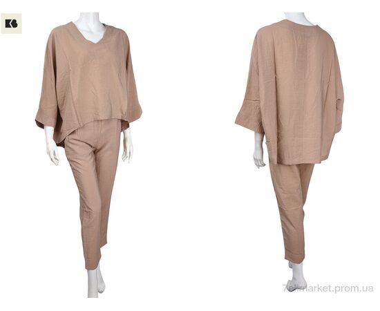 Жіночий костюм Літо 3708-60384-2 beige (4 шт. р.сіткаS-XL) "BIG" недорого оптом від прямого постачальника, зображення 3