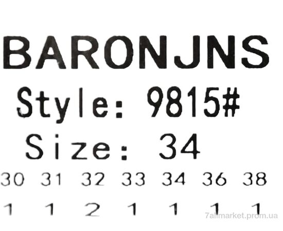 Джинси чоловічі Весна/осінь 9815 (8 шт. р.сітка30-38) "Baron" недорого оптом від прямого постачальника, зображення 4