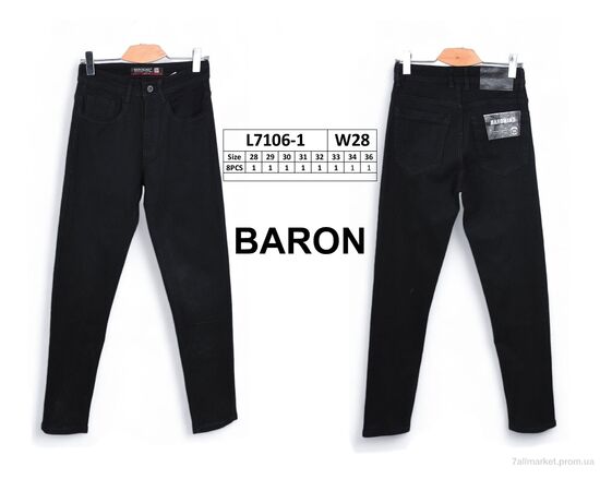 Джинси чоловічі Весна/осінь L7106-1 (8 шт. р.сітка28-36) "Baron" недорого оптом від прямого постачальника, зображення 3