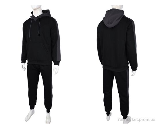 Спортивний костюм чоловічий Весна/осінь 3838-12-1 black (5 шт. р.сіткаL-4XL) "Мир" недорого оптом від прямого постачальника, зображення 3