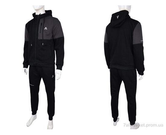 Спортивний костюм чоловічий Весна/осінь 3838-07-1 black (5 шт. р.сіткаL-4XL) "Мир" недорого оптом від прямого постачальника, зображення 3