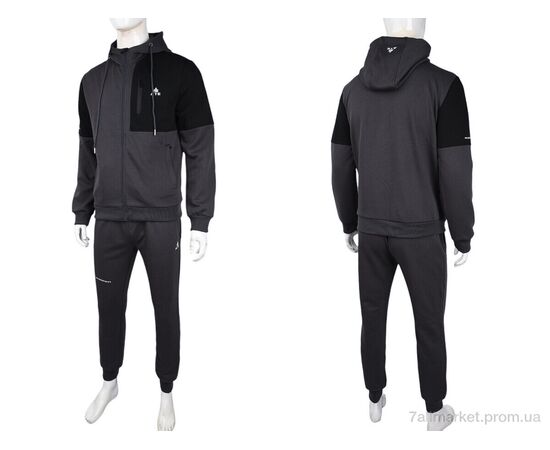 Спортивний костюм чоловічий Весна/осінь 3838-07-2 grey (5 шт. р.сіткаL-4XL) "Мир" недорого оптом від прямого постачальника, зображення 3