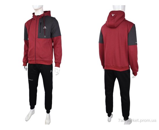 Спортивний костюм чоловічий Весна/осінь 3838-07-3 bordo (5 шт. р.сіткаL-4XL) "Мир" недорого оптом від прямого постачальника, зображення 3