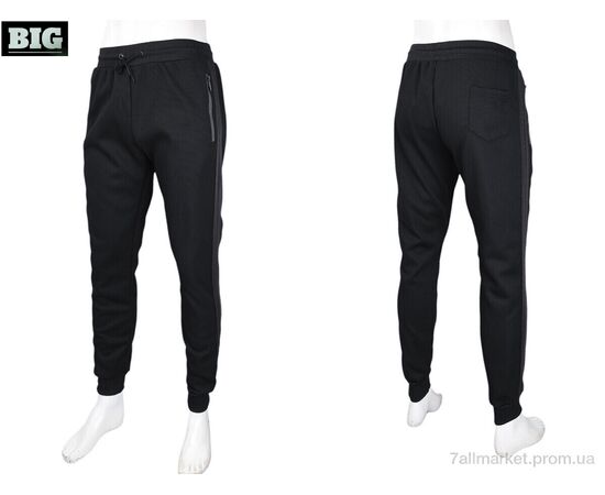 Спортивні штани чоловічі Зима 3943-A33 black (5 шт. р.сіткаM-3XL) "BIG" недорого оптом від прямого постачальника, зображення 4