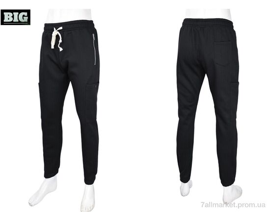 Спортивні штани чоловічі Зима 3943-A46 black (5 шт. р.сіткаM-3XL) "BIG" недорого оптом від прямого постачальника, зображення 4