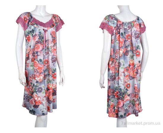 Нічна сорочка Літо N010-5 pink (5 шт. р.сіткаXL-5XL) "Banko" недорого оптом від прямого постачальника, зображення 3