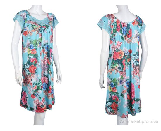 Нічна сорочка Літо N010-8 blue (5 шт. р.сіткаXL-5XL) "Banko" недорого оптом від прямого постачальника, зображення 3