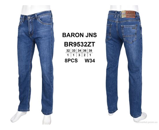 Джинси чоловічі Весна/осінь BR9532ZT (8 шт. р.сітка32-38) "Baron" недорого оптом від прямого постачальника, зображення 3