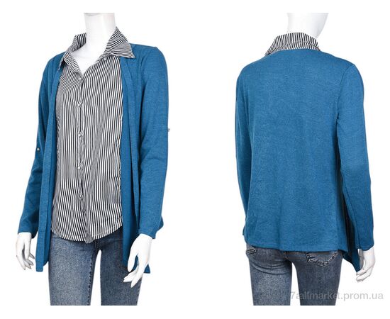Фотография Кофта женская Весна/осень B050-2 blue (4 шт. р.сетка XL-2XL) "Obuvok" недорого оптом от прямого поставщика, изображение 4