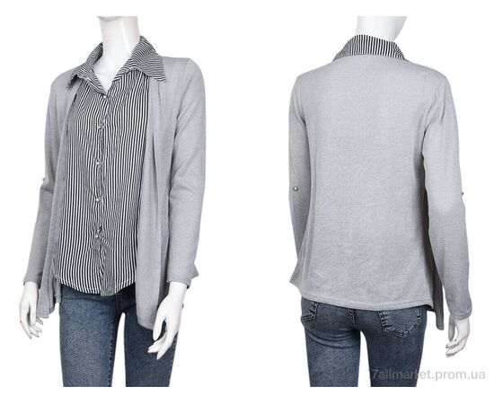 Фотография Кофта женская Весна/осень B050-3 grey (4 шт. р.сетка XL-2XL) "Obuvok" недорого оптом от прямого поставщика, изображение 4