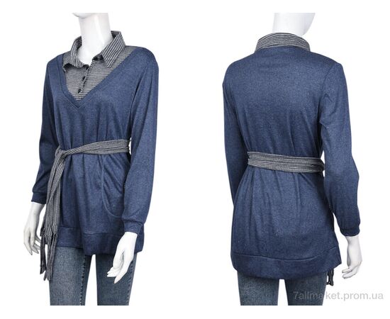 Фотография Кофта женская Весна/осень B041-1 blue (10512) (4 шт. р.сетка XL-2XL) "Obuvok" недорого оптом от прямого поставщика, изображение 3