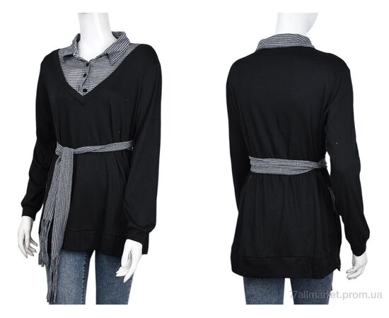 Фотография Кофта женская Весна/осень B041-5 black (10520) (4 шт. р.сетка XL-2XL) "Obuvok" недорого оптом от прямого поставщика, изображение 3
