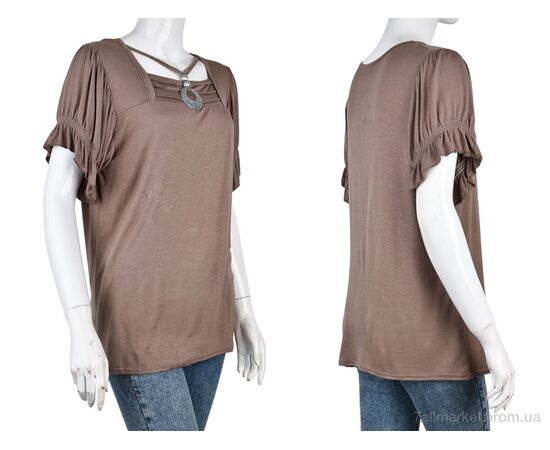 Фотография Футболка женская Лето B0109-1 (10921) brown (5 шт. р.сетка One size) "Obuvok" недорого оптом от прямого поставщика, изображение 3