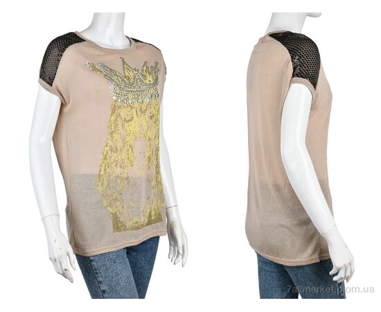 Фотография Футболка женская Лето B0110-3 (10930) beige (5 шт. р.сетка One size) "Obuvok" недорого оптом от прямого поставщика, изображение 3