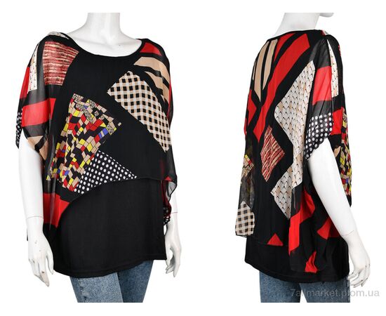 Фотография Женская блузка Лето B0106-1 (10898) red (5 шт. р.сетка One size) "Obuvok" недорого оптом от прямого поставщика, изображение 3