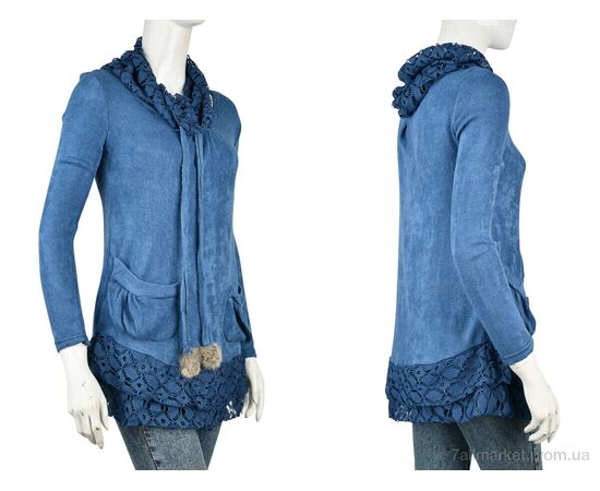 Фотография Кофта женская Весна/осень B0122-1 (10984) blue (4 шт. р.сетка One size) "Obuvok" недорого оптом от прямого поставщика, изображение 3