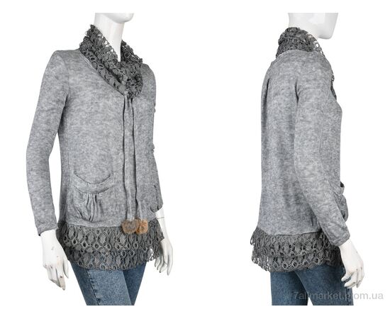 Фотография Кофта женская Весна/осень B0122-2 (10985) grey (5 шт. р.сетка One size) "Obuvok" недорого оптом от прямого поставщика, изображение 3