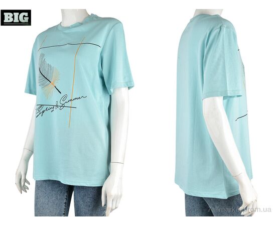 Футболка жіноча Літо 4049-03-4 l.blue (3 шт. р.сіткаS-L) "BIG" недорого оптом від прямого постачальника, зображення 3